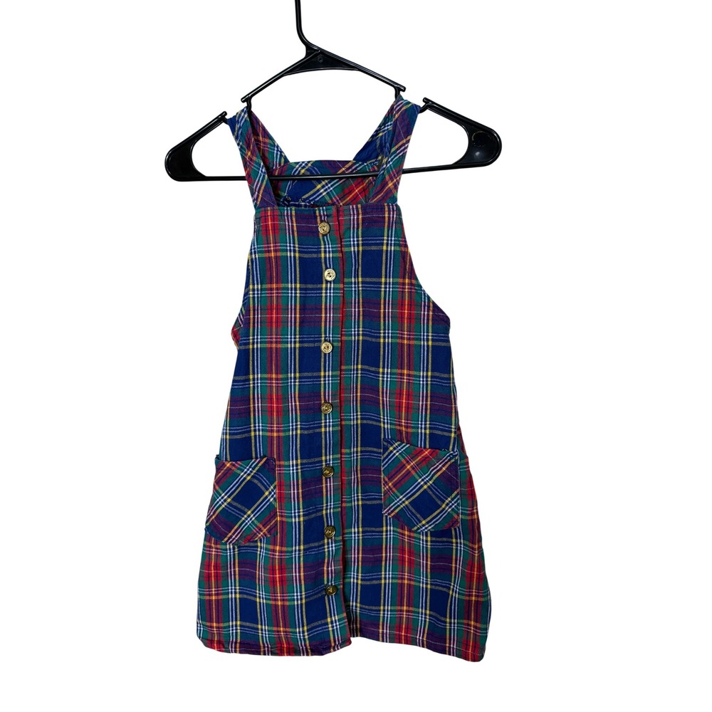 Girls Club by Healthtex Plaid‎ Pinafore Dress Blue Red Green Yellow Size 8